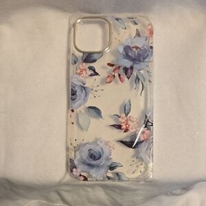 Blue and Cream Floral iPhone Case with Artistic Design
